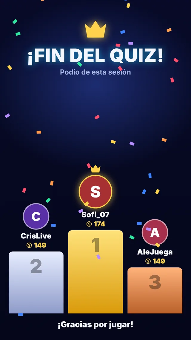 Podio final con los tres mejores